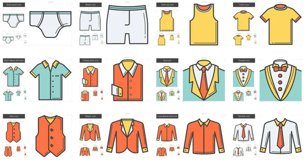 Kleding lijn pictogramserie. — Stockvector