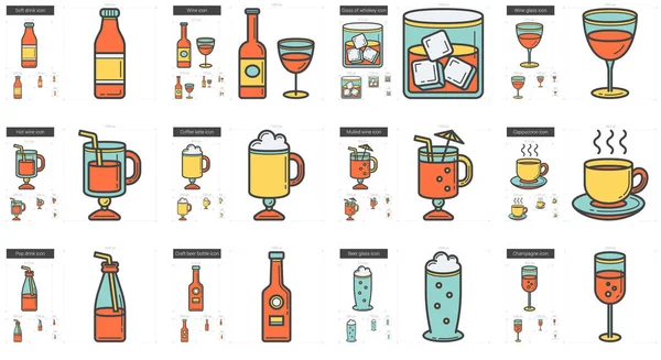 Ensemble d'icônes ligne boissons . — Image vectorielle