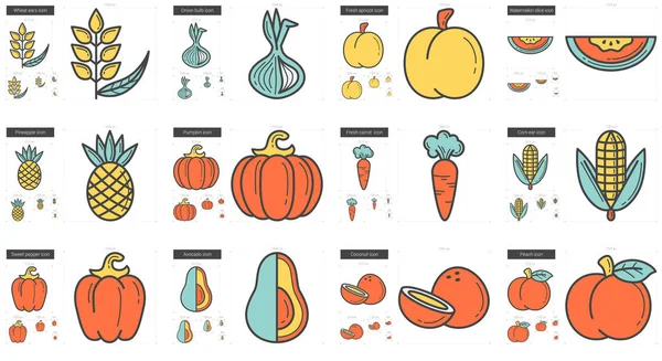 Set di icone della linea di alimenti sani . — Vettoriale Stock