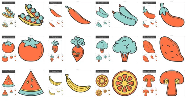 Healthy food line icon set. — Stock Vector