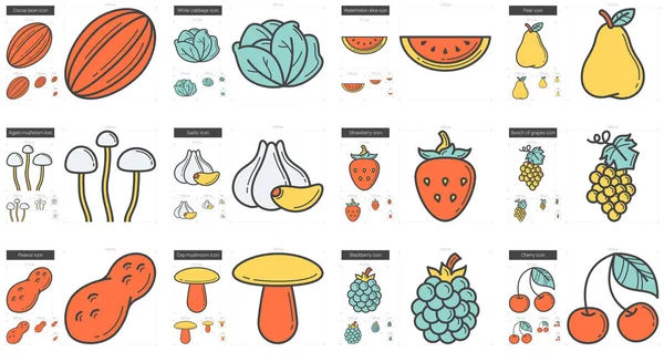 Set de iconos de línea de alimentos saludables . — Vector de stock