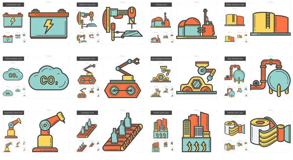 Industry line icon set. — Stock Vector