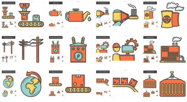 Industry line icon set. — Stock Vector