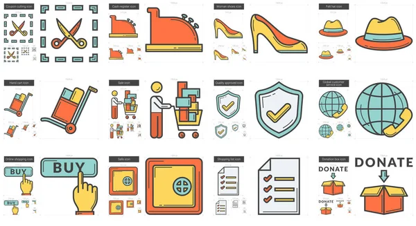 Shopping line icon set. — Stock Vector