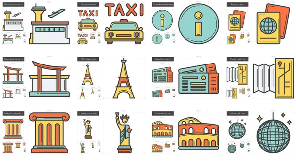 Conjunto de ícones de viagens e férias . — Vetor de Stock