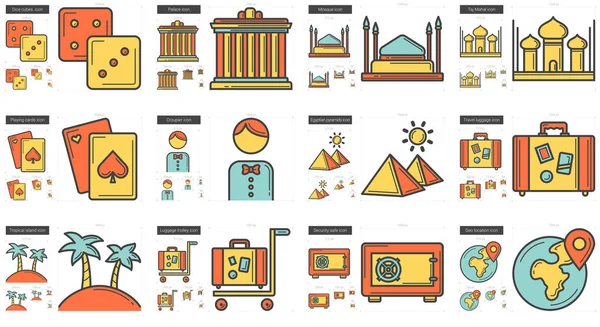 Conjunto de ícones de viagens e férias . — Vetor de Stock