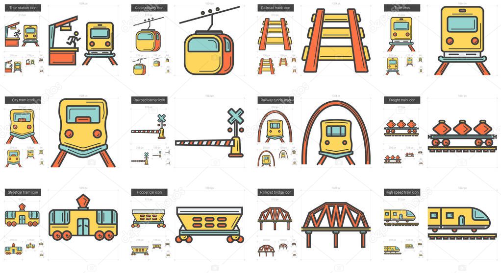 Transportation line icon set.