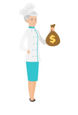 Seinor beyaz Şef bir para çantası elinde.