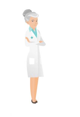 Katlanmış silah ile üst düzey beyaz emin doktor