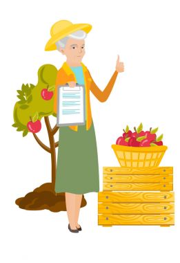 Beyaz çiftçi olan belgeler ve başparmak.