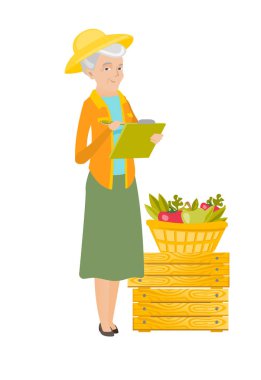 Üst düzey beyaz çiftçi panosuna yazma.