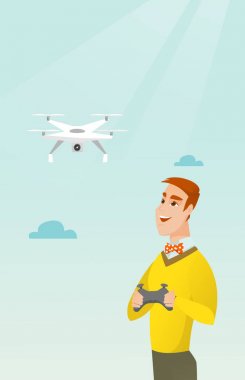 Genç Beyaz adam uçan uçak.