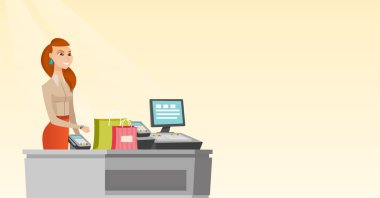 Beyaz adam kablosuz akıllı seyretmek ile ödeme.