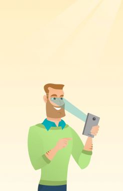 Onun cep telefonu kilidini Iris tarayıcı kullanan adam.