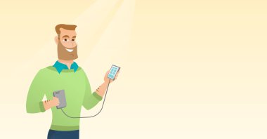 Adam reharging smartphone taşınabilir pil.