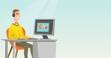 Beyaz Tasarımcısı kullanarak dijital grafik tablet.