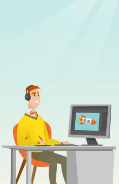 Beyaz Tasarımcısı kullanarak dijital grafik tablet.