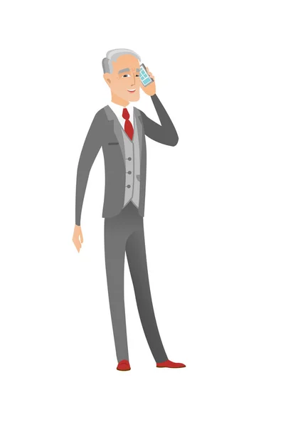 Caucasian businessman talking on a mobile phone. — Stock Vector