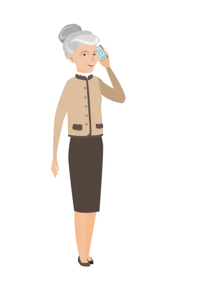 Кавказская деловая женщина разговаривает по мобильному телефону — стоковый вектор