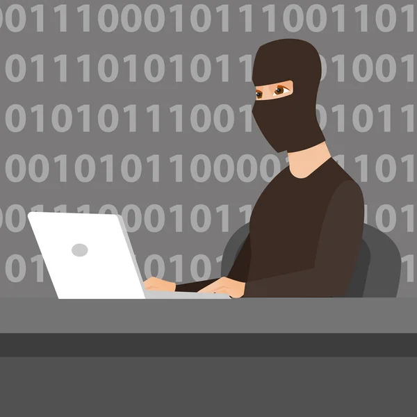 Hacker laptop gebruikt om informatie te stelen. — Stockvector