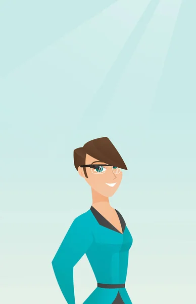 Joven mujer caucásica con gafas inteligentes . — Vector de stock