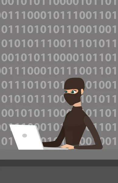 Hacker utilizzando il computer portatile per rubare informazioni . — Vettoriale Stock