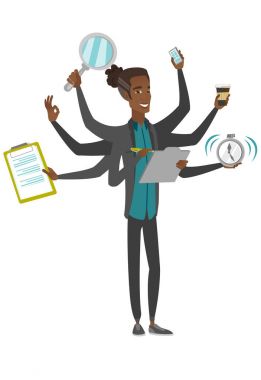 Afrika işadamı Multitasking ile başa çıkma.