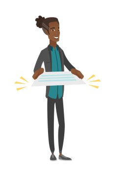 Bir sözleşme tutan genç Afrika işadamı.