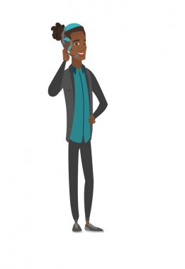 Genç Afrika müşteri hizmeti operatör kulaklık