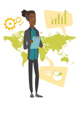 Afrika işadamı küresel işinde çalışan.