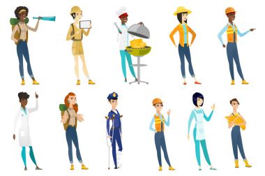 Profesyonel Bayan vektör çizimler set.