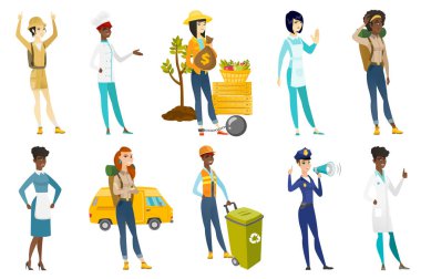 Profesyonel Bayan vektör çizimler set.