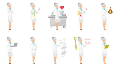 Üst düzey Beyaz doktor vektör çizimler ayarla.