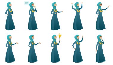 Müslüman iş kadın vektör çizimler ayarla.