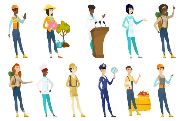 Professional women vector illustrations set. — Stock Vector