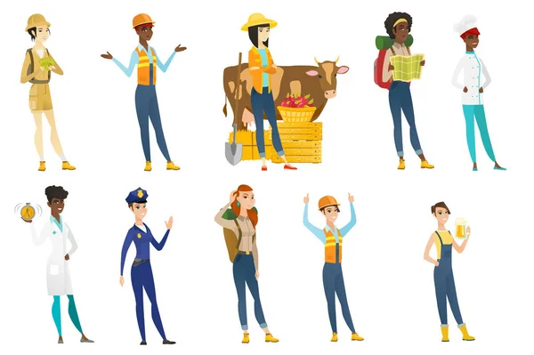 Ensemble d'illustrations vectorielles pour femmes professionnelles . — Image vectorielle