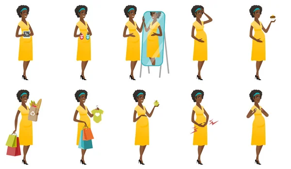 Conjunto vectorial de ilustraciones con mujeres embarazadas . — Vector de stock