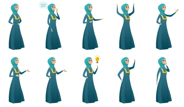穆斯林的商业女人矢量插图集. — 图库矢量图片