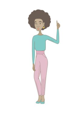 Hippi kadın açık ağız parmak işaret ile.