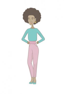 Genç Afro-Amerikan hippi kadın gülüyor.