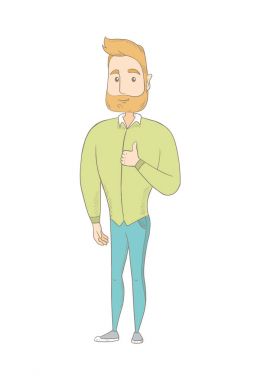 Başparmak vazgeçerek genç beyaz hippi adam.