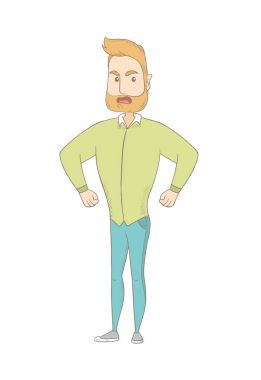 Genç Beyaz kızgın hippi adam çığlık.