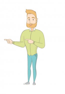 Genç Beyaz hippi erkek tarafına işaret.