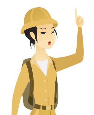 Açık ağız parmak işaret ile Asya seyahat.