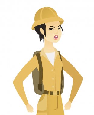 Genç Asyalı kızgın Gezgin çığlık.