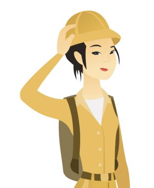 Kafa çizilmemesi genç Asya seyahat.