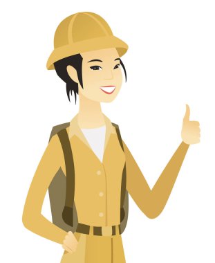 Başparmak vazgeçerek genç Asya seyahat.