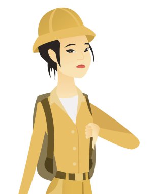 Başparmak ile genç Asya seyahat.