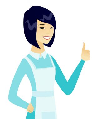 Başparmak vazgeçerek genç Asyalı süpürge.