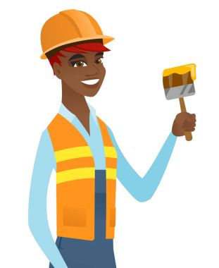 Afrikalı-Amerikalı ev ressam fırçası ile.